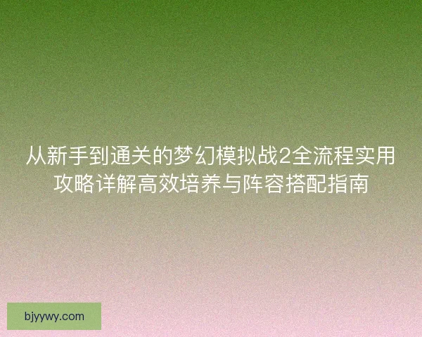 从新手到通关的梦幻模拟战2全流程实用攻略详解高效培养与阵容搭配指南
