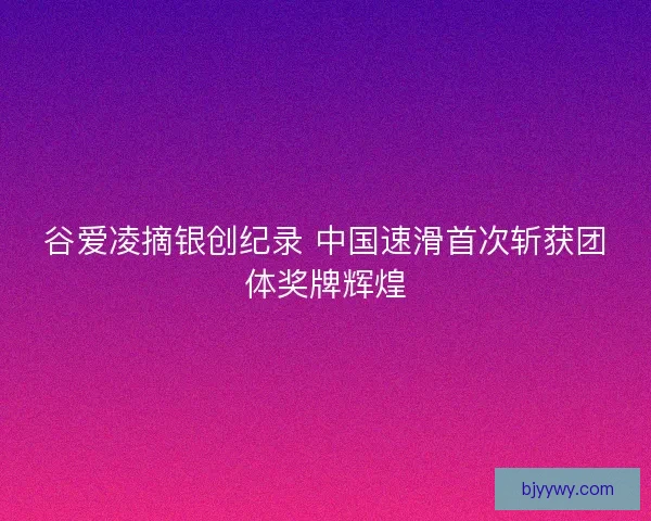 谷爱凌摘银创纪录 中国速滑首次斩获团体奖牌辉煌