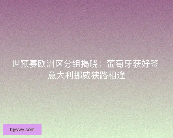 世预赛欧洲区分组揭晓：葡萄牙获好签 意大利挪威狭路相逢